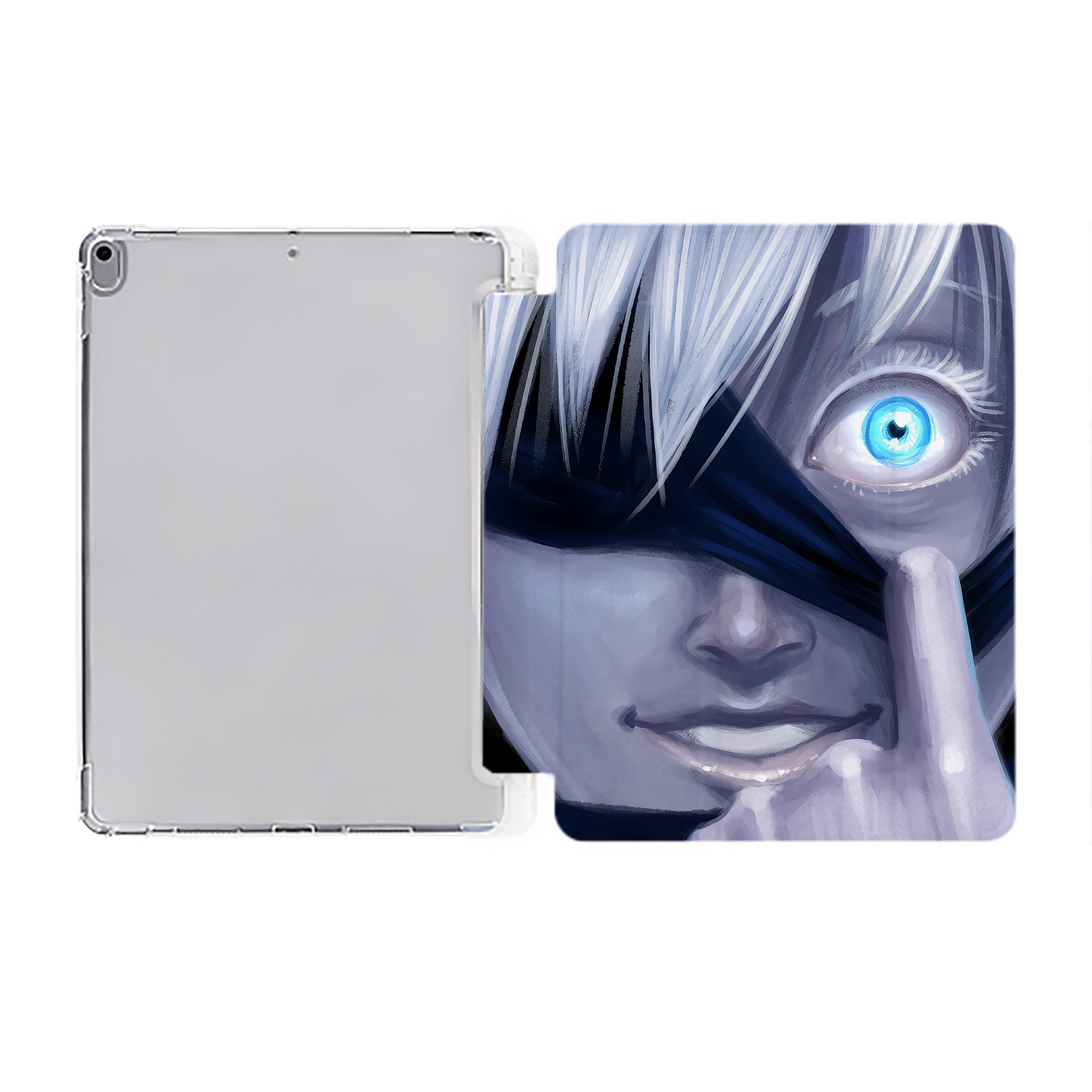（画像用） 呪術廻戦 Jujutsu Kaisen IPad ケース ペン収納付き 三つ折りスタンド PUレザー×シリコン 対応機種9.5/10.5/10.9インチ